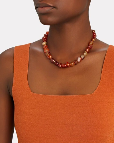 Shop Anni Lu Alba Beaded Necklace In Red