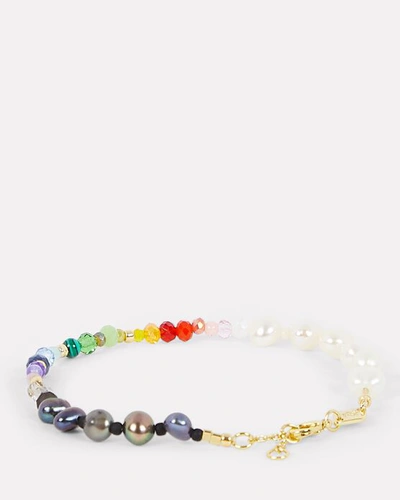 Shop Anni Lu Iris Pearl Beaded Bracelet In Multi