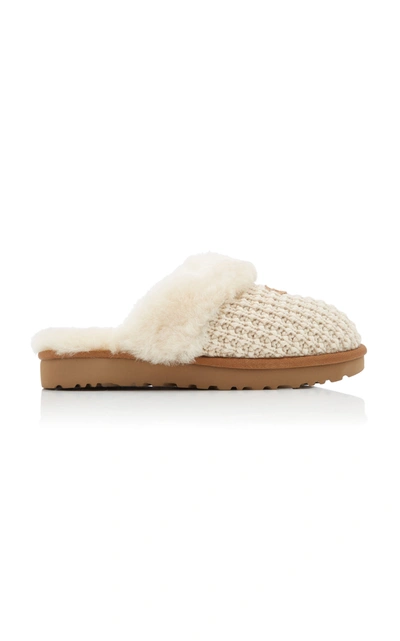 Shop Ugg Women's Cozy Sheepskin-trimmed Knit Slippers In White