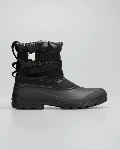 Shop Moncler Men's Summus Padded Belt Snow Boots In Black