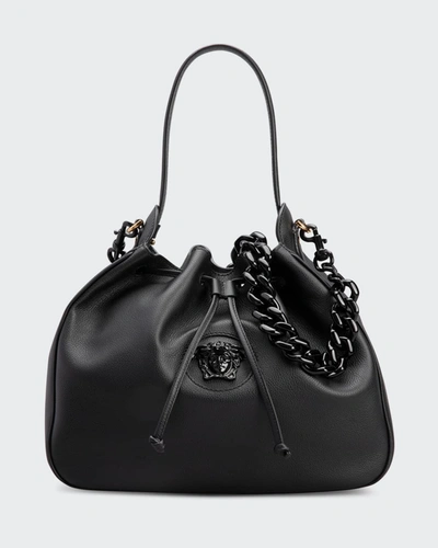 Shop Versace La Medusa Bucket Bag In Black