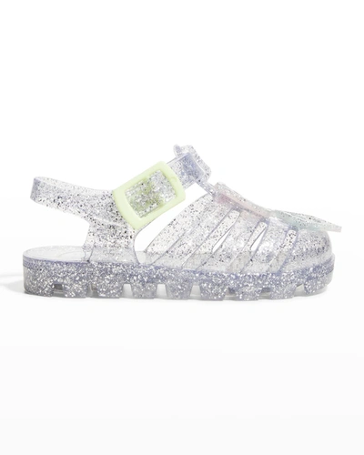 Shop Sophia Webster Girl's Butterfly Glitter Jelly Sandals, Baby/toddlers In Silver Pastel