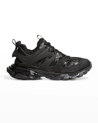 Shop Balenciaga Men's Track Tonal Clear-sole Sneakers In Noir