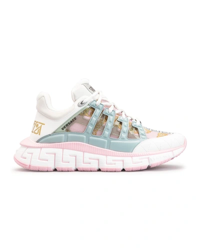 Shop Versace Trigreca Colorblock Fashion Trainer Sneakers In White Candy Grigi