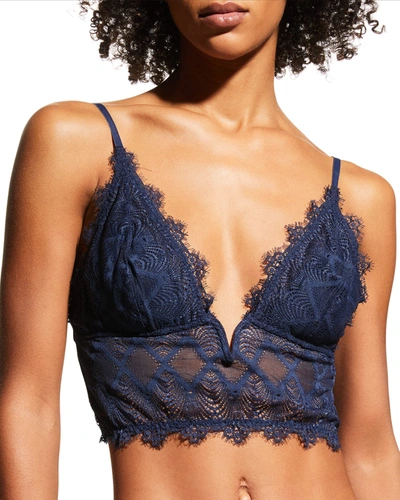 Shop Cosabella Allure Cropped Lace Cami In Navy