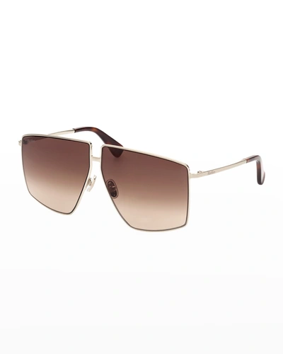 Shop Max Mara Lee Mirrored Square Metal Sunglasses In 32f Yellow/brown
