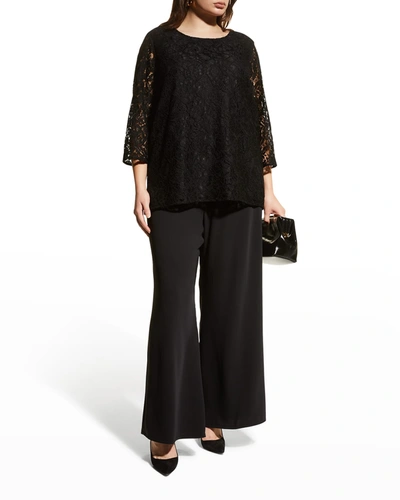 Shop Caroline Rose Plus Size Lined Flora Lace Tunic In Black