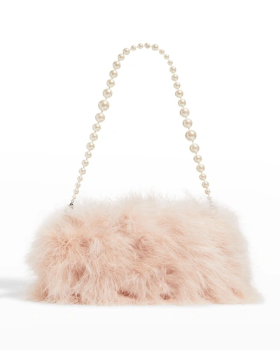Shop Dries Van Noten Wl Feather Bag With Beaded Strap In Blush 300