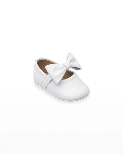 Shop Elephantito Girl's Leather Ballet Flat W/ Bow, Baby In White