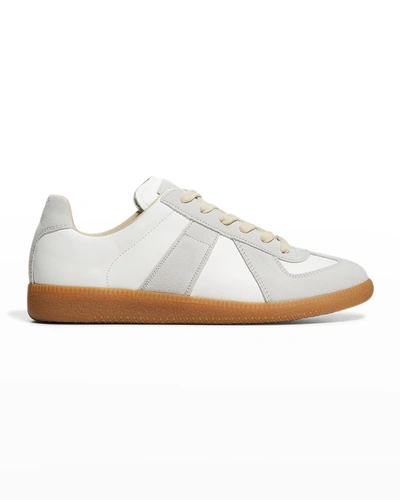 Shop Maison Margiela Replica Suede & Leather Sneakers In Dirty White