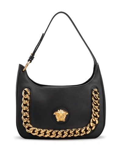 Shop Versace La Medusa Medium Hobo Bag In Black