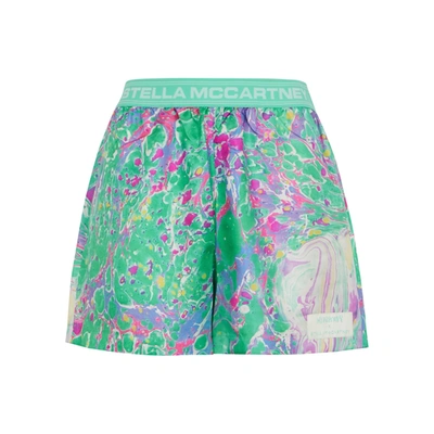 Shop Stella Mccartney X Myfawnwy Timothy Printed Satin-twill Shorts In Multicoloured