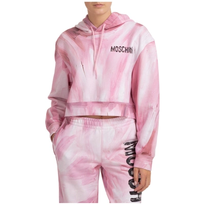 Shop Moschino Women's Sweatshirt Hood Hoodie  Painting In Pink