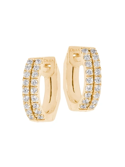 Shop Djula Women's Graphique 18k Yellow Gold & Diamond Hoop Earrings