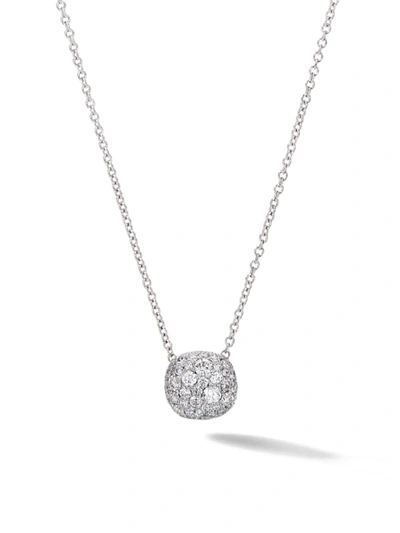 Shop David Yurman Women's Cushion Stud Pendant Necklace In 18k Gold With Pavé Diamonds In White Diamond