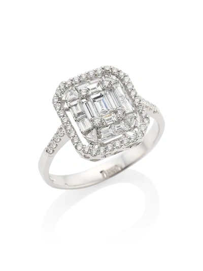 Shop Zydo Mosaic 18k White Gold & Diamond Halo Ring