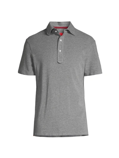 Shop Isaia Men's Slim-fit Cotton Piqué Polo In Light Grey