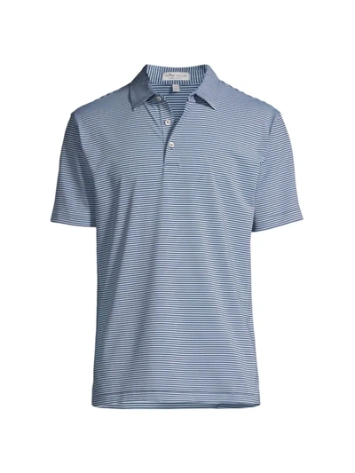 Shop Peter Millar Men's Hales Striped Performance Polo In Navy Cottage Blue