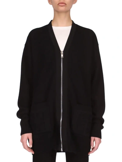 Shop Givenchy Zip Silk Cardigan In Black