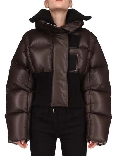 Shop Givenchy Women's Cropped Leather Puffer Jacket In Dark Brown