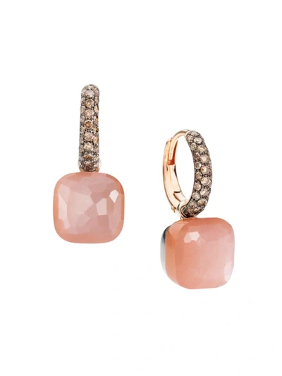 Shop Pomellato Women's 14k Rose Gold, Orange Diamond & Moonstone Drop Earrings