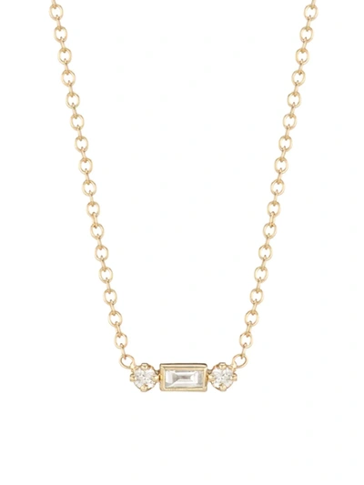 Shop Zoã« Chicco Women's Baguette Diamonds 14k Gold & Diamond Necklace In Yellow Gold