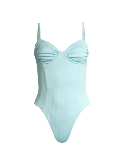 Shop Frankies Bikinis Women's Lorelai Plisse One-piece Swimsuit In Baby Blue