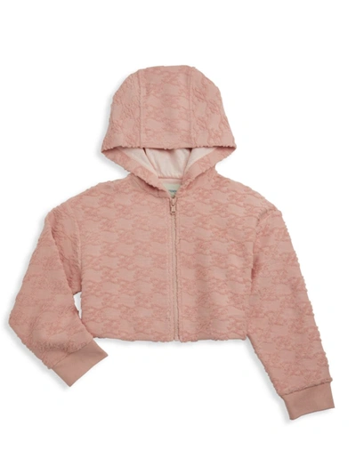 Shop Fendi Little Girl's & Girl's Crop Karligraphy Textured Hoodie In Pink