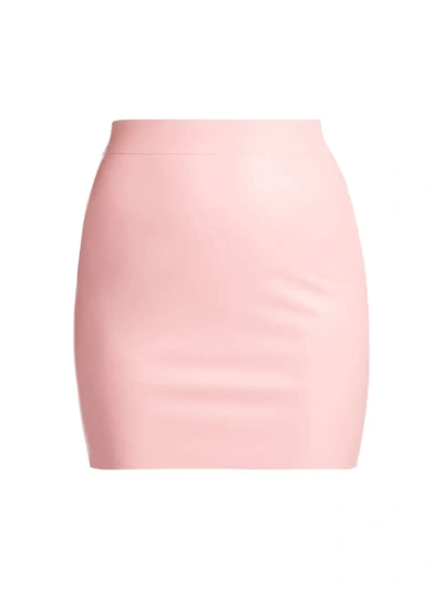 Shop Versace Latex Mini Skirt In Pink