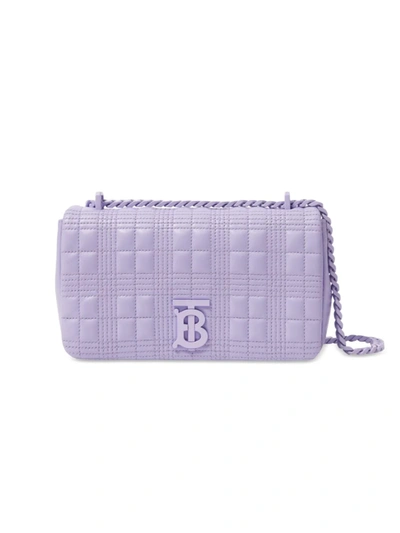 Shop Burberry Small Lola Quilted Leather Shoulder Bag In Soft Violet