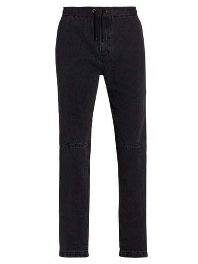 Shop Frame Men's Denim Drawstring Jogger Pants In Washed Noir