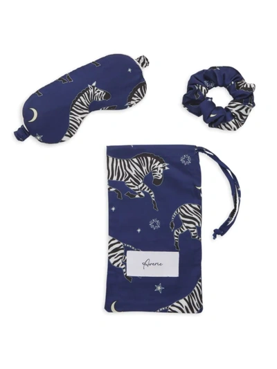 Shop Averie Sleep Women's Adah Scrunchie & Mask Set In Deep Blue