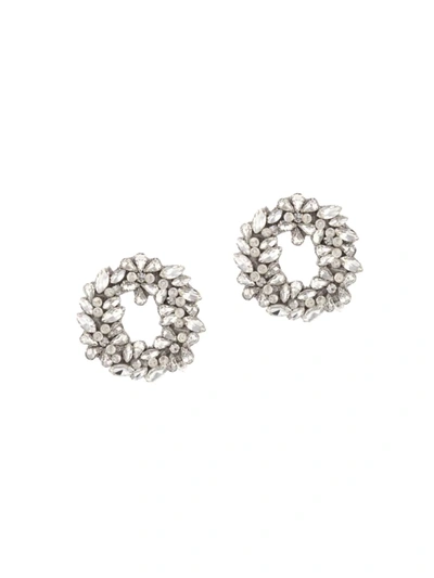Shop Deepa Gurnani Binita Faux Crystal Round Stud Earrings In Silver