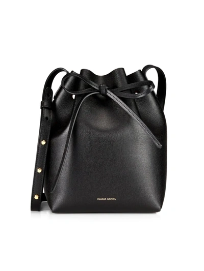 Shop Mansur Gavriel Women's Mini Leather Bucket Bag In Black
