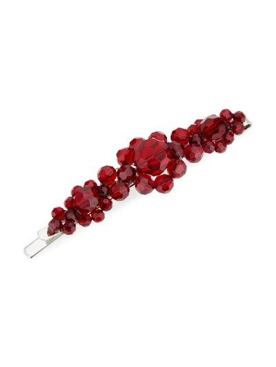 Shop Simone Rocha Large Crystal Flower Hair Clip In Blood Red