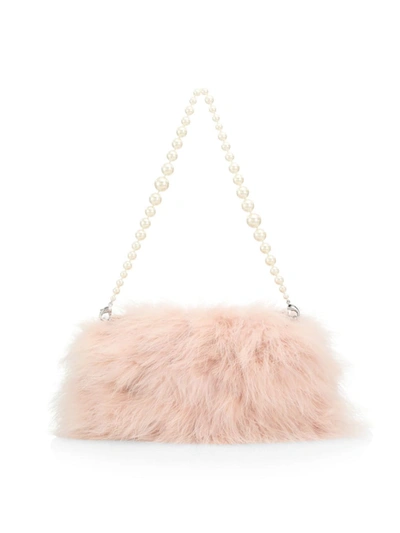 Shop Dries Van Noten Pearl-strap Feather Bag In Blush