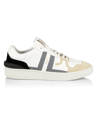 Shop Lanvin Men's Reflective 3m Jl Clay Low-top Lace-up Sneakers In White Silver