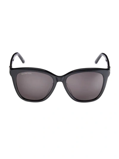 Shop Balenciaga Women's Bb 57mm Square Sunglasses In Shiny Black