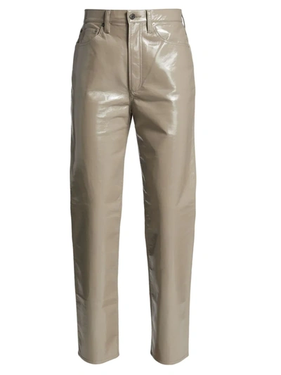 Shop Agolde Women's 90s Leather Pinched-waist Pants In Quail Patent Shiny Cool