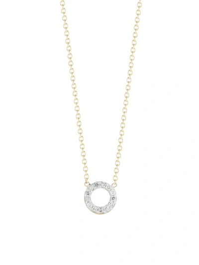 Shop Mateo Women's 14k Yellow Gold & Diamond Mini Circle Pendant Necklace