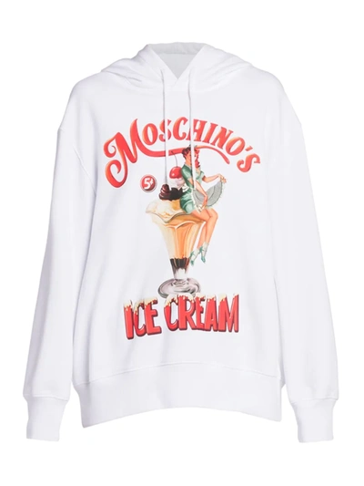 Shop Moschino Women's Ice Cream Sundae Logo Hoodie In Fantasy Print White