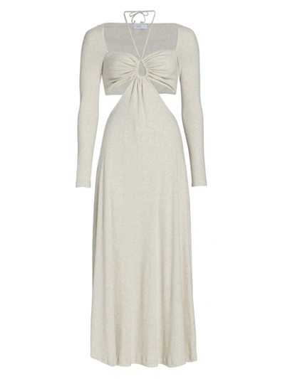 Shop Rosetta Getty Women's Ruched Drawstring Cutout Dress In Light Grey Melange
