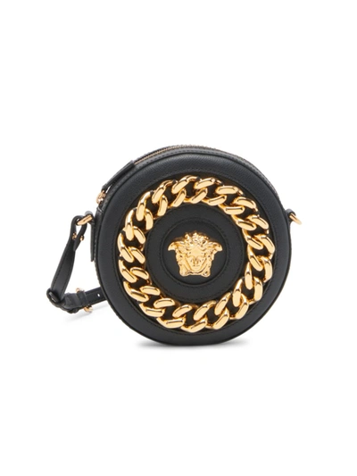 Shop Versace Women's La Medusa Chain Leather Disco Bag In Black  Gold