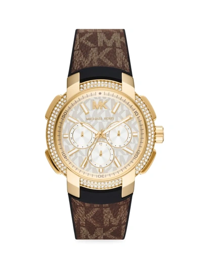 Shop Michael Kors Sidney Multifunction Pvc Watch In Gold