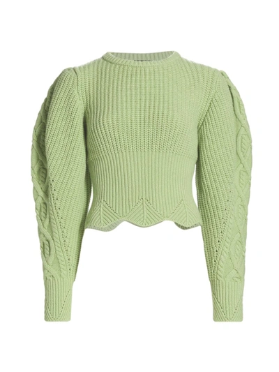 Shop Wandering Wool-blend Scalloped Sweater In Lime