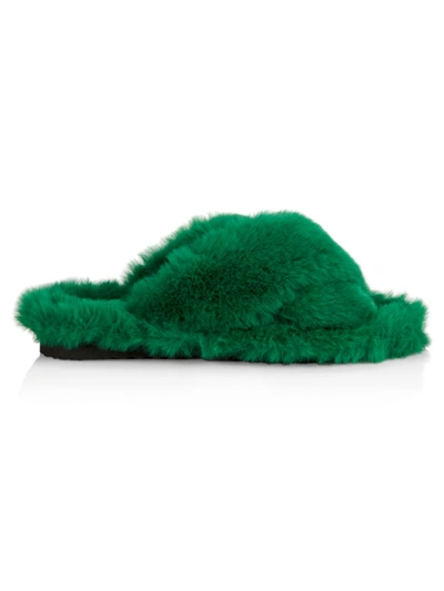 Shop Apparis Women's Biba Faux Fur Slippers In Verdant Green