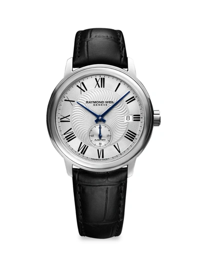 Shop Raymond Weil Men's Maestro Silvertone Leather-strap Watch