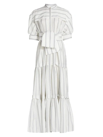 Shop Acler Hugh Belted Maxi Dress In Chambray Stripe