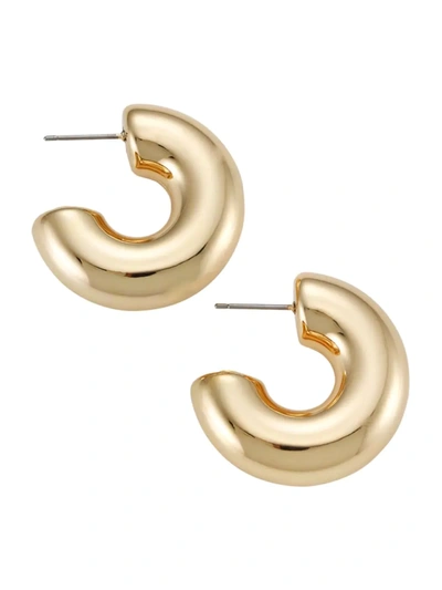 Shop Kenneth Jay Lane Women's 14k Goldplated Tube Hoop Earrings