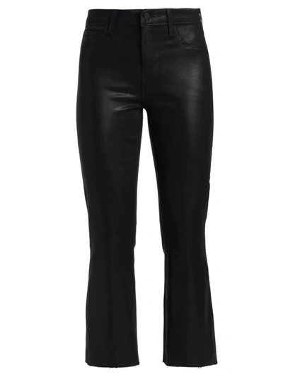 Shop L Agence Women's Kendra High-rise Crop Flare Pants In Noir Coated